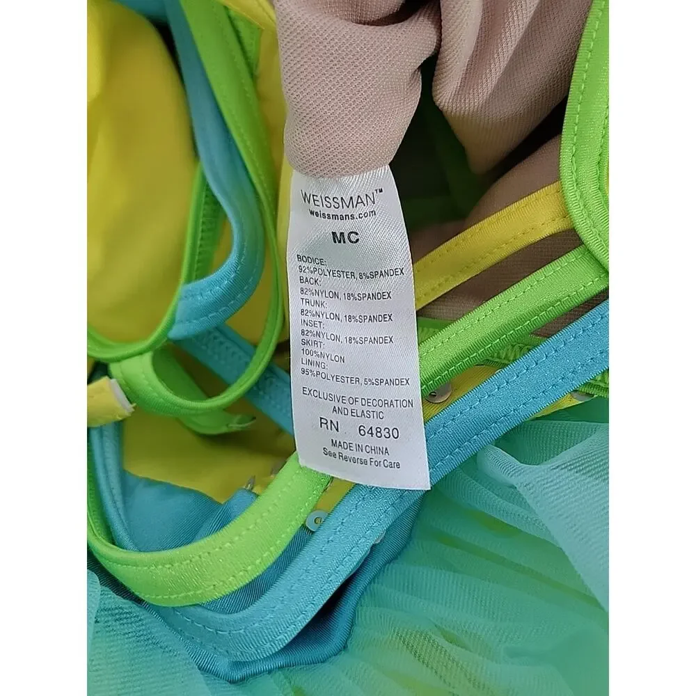 Weissman Girls Sequin Tutu Dance Costume Yellow Blue Child Medium